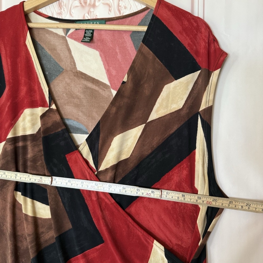 Lauren Ralph Lauren Dress Wrap Sleeveless Women's Size 2X Geometric - Picture 5 of 8